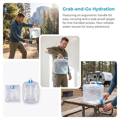 BEWBBAT 2 Pack Collapsible Water Container with Spigot 2.6 Gallon, Foldable Camping Water Storage Jug Portable Water Tank Canteen for Outdoor Hiking, Fishing, Emergency