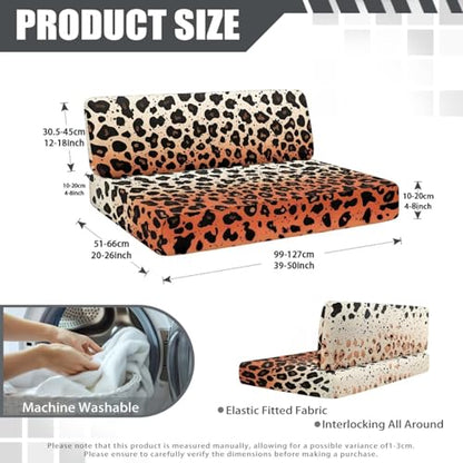 Brown Leopard Gradient Print 2Pcs RV Dinette Cushion Covers Camper Cushion Stretch Slipcover Furniture Protector for RV Camper Sofa Backrest & Bench Covers, 2Set - color: Brown Leopard Gradient