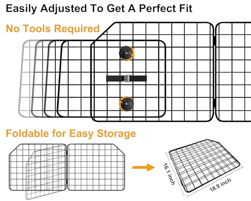 Dog Car Barrier for SUVs, Van, Vehicles, Adjustable Large Pet Barriers, Universal Fit Heavy-Duty Wire Mesh Dog Guard, Pet Divider Gate for Truck Cargo Area, Safety Car Divider, 63.4 Inches - size: 63.4 Inch