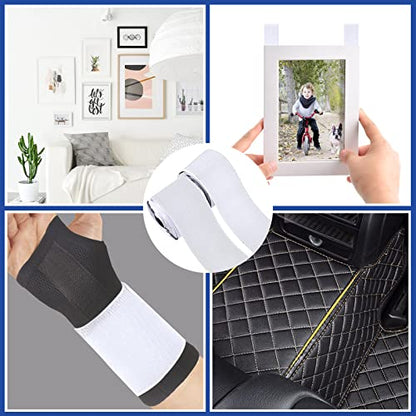 4 Inch x 18 Feet White Adhesive Hook Loop Tape Heavy Duty, Multi-Purpose Carpet Anti Slip Rug Gripper, Double Sided Hook Loop Rolls, Couch Cushion Grip, Bulk Sticky Straps Wall Hanging Strips - size: 4in x 18ft, style: White