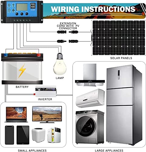 1600 Watt Solar Panel Kit, 4×400 Watt Flexible Solar Power Panel Photovoltaic Module with 40A Solar Charge Controller & Inverter Monocrystalline Solar Panel for Camping Off Grid Battery Charging Boat - color: B 1600 Watt Kit