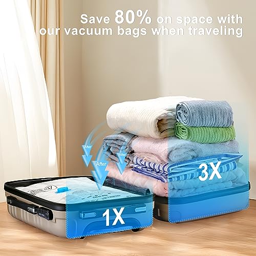 UPGOGO Vacuum Travel Bags Combo 6 Pack - Space Saver Vacuum Storage Bags for Clothing, Blankets, Pillows - Travel Essentials - size: 6 Pack