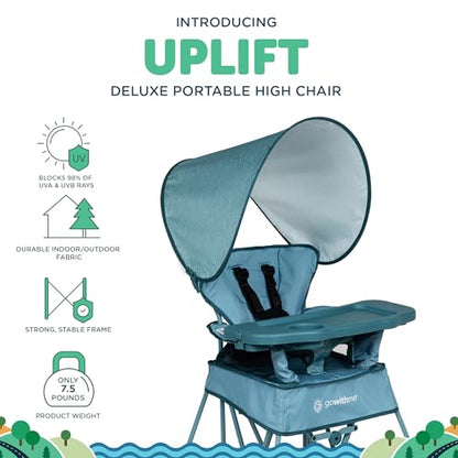Baby Delight Go with Me Uplift Deluxe Portable High Chair | Travel High Chair | Sun Canopy | Indoor and Outdoor | Blue Wave - color: Blue Wave
