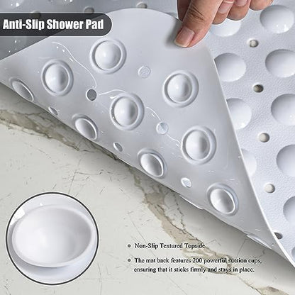 Bathtub and Shower Mats, 28 x 15 Inch Non-Slip Bath Mat, Machine Washable Bath Tub Mat with Suction Cups & Drain Holes for Bathroom, Beige - color: Beige, size: 28" x 15" (Rectangular)