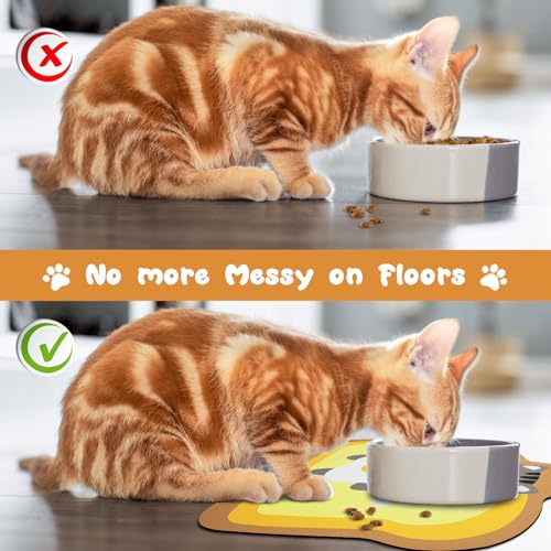 Yellow Cat Food & Water Mats - Absorbent Pet Feeding Placemats, 17.7 * 12 inch - color: Egg, size: Small