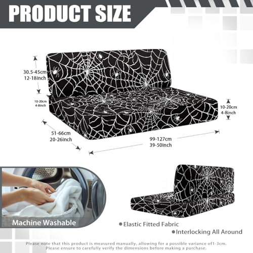 Cobweb RV Dinette Cushion Covers Replacement Camper Cushions Cover Stretch RV Couch Cover Halloween Camper Dinette Seat Cover for Travel Trailer Couch, Black - color: Cobweb