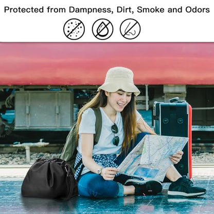 Homakover Travel Neck Pillow Bag for Memory Foam Travel Pillow,Luggage Travel Pillow Drawstring Bag Carrying Case with Trolley Sleeve&Adjustable Strap,Easily Attaches to Luggage,Backpacks