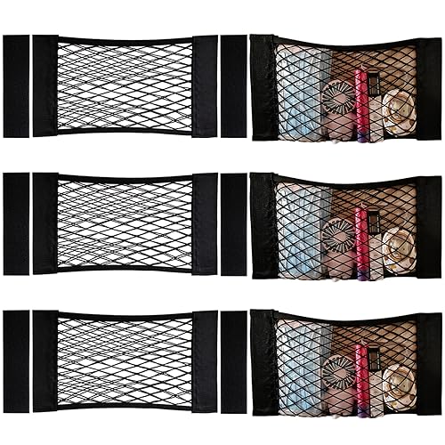 6 Pack Mesh Cargo Net Car Trunk Net Wall Sticker Organizer Pouch Bag Elastic Net with Tape Stickers for Car Trunk Storage Storage Holder for Kitchen Cabinet,Closet Organize - size: 6PCS (Same Size)