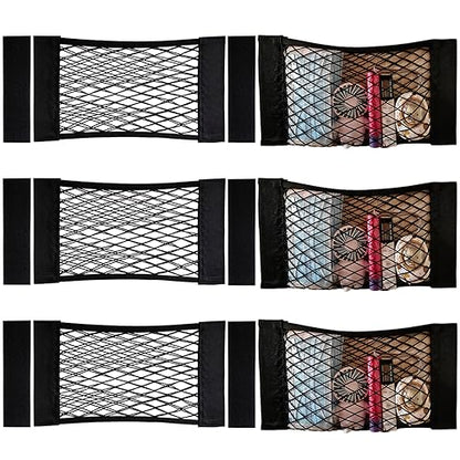 6 Pack Mesh Cargo Net Car Trunk Net Wall Sticker Organizer Pouch Bag Elastic Net with Tape Stickers for Car Trunk Storage Storage Holder for Kitchen Cabinet,Closet Organize - size: 6PCS (Same Size)