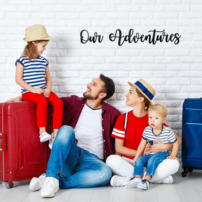 PRIMESTL Travel Wall Art & Adventure Decor – Our Adventure Metal Wall Decorations for RV Decorations, Travel Decor, Unique Design Gift for Travel Lovers, 22.05" x 3.58"