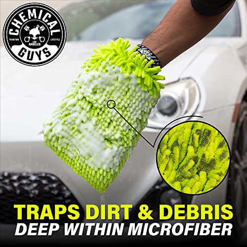Chemical Guys Chenille Premium Scratch-Free Microfiber Wash Mitt for Car Washing - 2 Pack, Lime Green, Ultra-Soft Car Wash Gloves, Swirl-Free Finish, Safe for Trucks, SUVs, Motorcycles, and More - size: 2 Pack