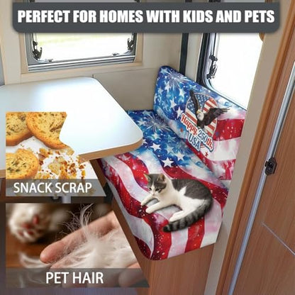 USA 250th Anniversary RV Dinette Cushions Covers for Travel, American Flag RV Dinette Booth Set Stretch Sofa Seat Slipcovers - color: 250th Anniversary American Flag