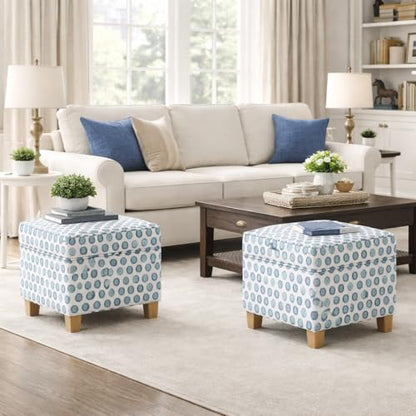 HomePop 18" Classic Square Storage Ottoman - Green Medallion Ikat Print - color: Green