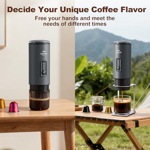 Portable Coffee Maker, 3 in 1 Electric Espresso Machine Set, Rechargeable Self-Heating Brewer with Carrying Bag and Coffee Stand for Office Camping, Hiking - color: Space Gray