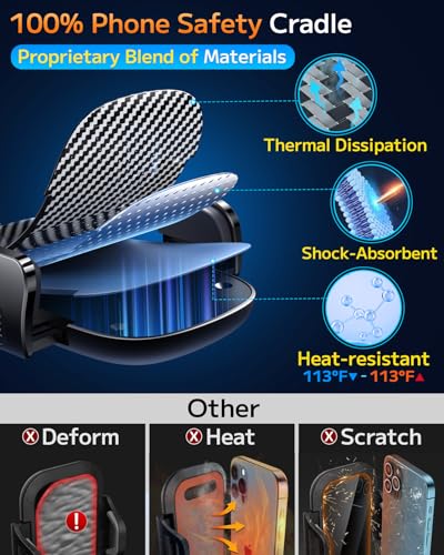 Qifutan Phone Holders for Your Car Cell Phone Mount for Car Mount Windshield Dashboard Air Vent Universal Hands Free Automobile Cell Phone Holder Fit for iPhone Smartphone Camera Mounts - style: Dash-D