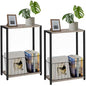 Homleke Narrow Side Tables Set of 2 with Magazine Holder, Skinny End Tables Perfect for Small Spaces, Space-Saving Design for Living Room, Bedroom, or Office, 7.1" D x 16.9" W x 23.6" H, Greige - color: Greige - Standard