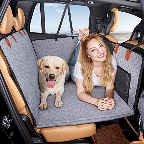 YJGF Back Seat Extender,Dog Seat Cover for Back Seat,Hard Bottom Car Seat Cover for Dogs,Dog Hammock for Car,Back Seat Pet Cover for Dogs（Grey,for Car/SUV/Small Truck） - color: Grey, size: For Car/SUV/Small Truck