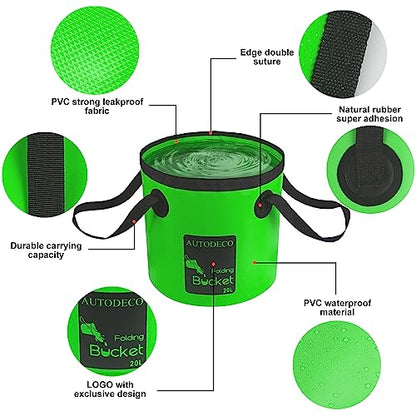 20L Collapsible Bucket 5 Gallon Water Container Folding Water Bucket with Handle Portable Wash Basin - color: Blue & Dark Green, size: 20L-2Pcs