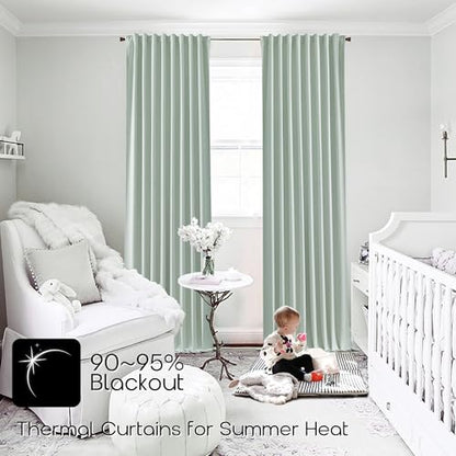 SHINELAND Coastal Summer Blackout Curtains, Thermal Insulated Heat Reducing Drapes, Beach Window Treatments for Living Room Bedroom - color: Aqua, size: 52"W x 72"L (Pack of 2)