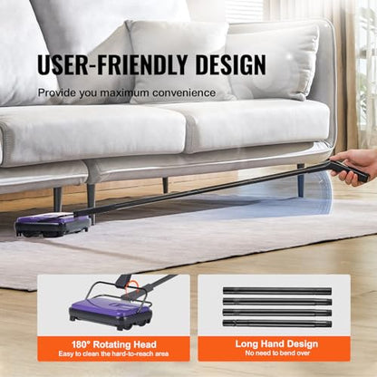 VEVOR Carpet Sweeper Manual, Floor Sweeper with 300 ml Dustbin Capacity Easy to Empty, 6.7 inch Cleaning Width for Home Office Carpets Pet Hair Dust, Purple - color: Purple