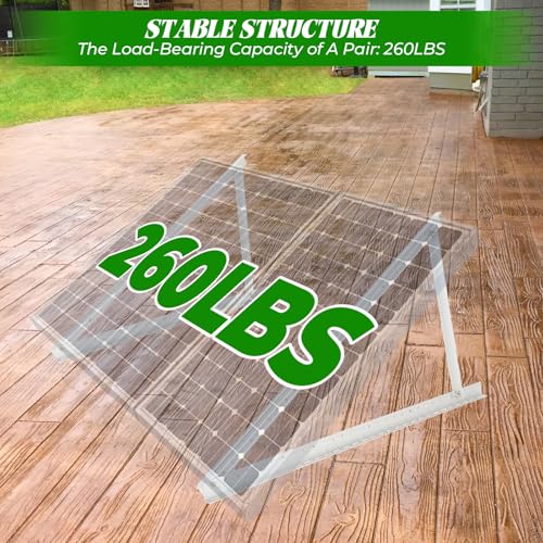 2 Sets Solar Panel Mount Brackets, 45inch Solar Panel Stands for Ground Roof RV Boat Off-Grid Camper, 0 to 90° Adjustable Photovoltaics Mounting Kit with Foldable Tilt Legs, for 2-4pcs 150-600 Watt - size: 45in-2 set
