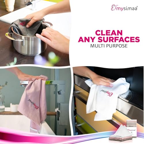 Mysimaa XL Lint Free Microfiber Cleaning Cloth, Cleaning Rags, Microfiber Towels, Glass Cloths, Lint Free Towel, Window Cleaning Cloth - Set of 12