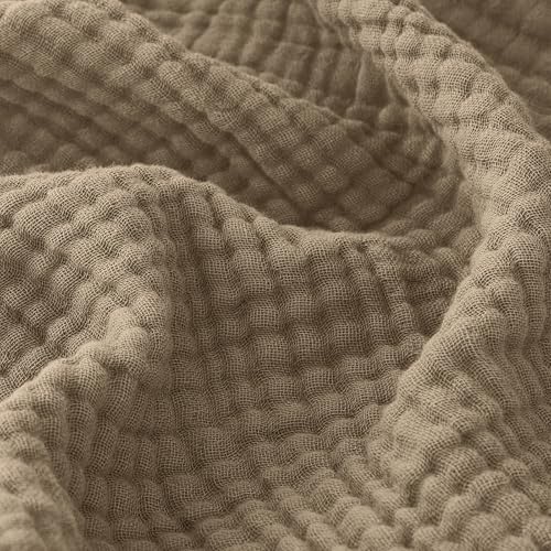 EMME Muslin Blankets for Adults Throw Blanket for Couch Breathable Gauze Soft Lightweight Airy Tan Twin XL 66" x 90" - color: 03 - Tan, size: Twin XL (66" x 90")