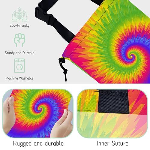 Rainbow Tie Dye Car Garbage Bag,Waterproof Small Car Trash Bag Hanging Back of Seat,Drawstring Hanging Car Trash Bag with Adjustable Buckle for Car Accessories - color: Rainbow Tie Dye