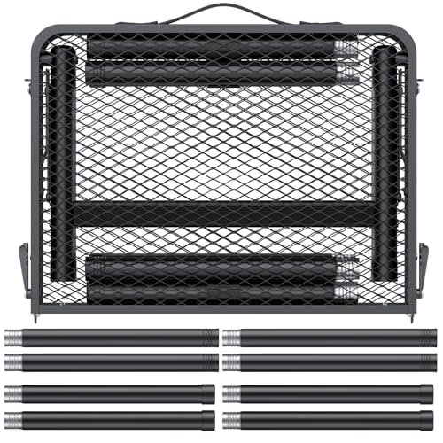 JiGiU Folding Camping Table Portable Pinic Table 3 Level Height Adjustable Aluminum Frame Small Foldable Camp Table Light Weight with Carry Handle for Outdoor Indoor Hiking Camp BBQ Beach