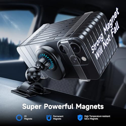 25W Magnetic Wireless Car Charger with Cooling Fan, MagSafe Car Mount Charger, Dashboard & Vent Attachment Phone Holder, 25W Fast Charging Car Cooling Phone Mount for iPhone 17/16, S26 Ultra
