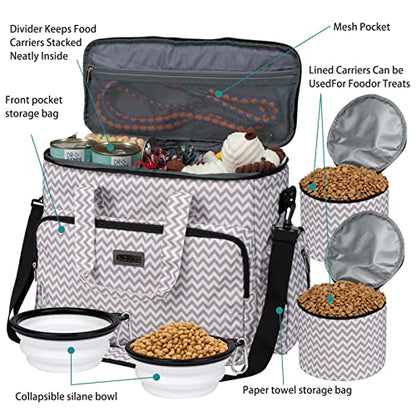 BAGLHER Dog Travel Bag, Pet Travel Bag (ALL Pet Travel Supplies), With 2 Pet Food Containers and 2 Collapsible Silicone Bowls; Essential Kits for Pet Travel BLW - color: BLW, size: Large