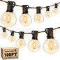 100FT LED Outdoor String Lights Patio Light with 52 Shatterproof G40 Dimmable Globe Bulb, 2-Pack 50FT Waterproof Outside Hanging String Light for Christmas Backyard Porch Balcony Gazebo Party - size: 100FT(50*2)