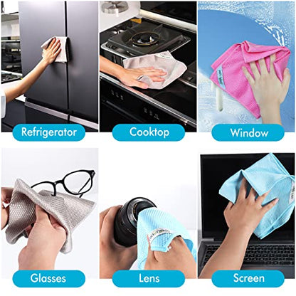 Streak Free Miracle Cleaning Cloths Easy Clean Nanoscale,Fish Scale Microfiber Window Mirror Glass Car Stainless Steel Cleaning,Lint Free Dish cloth Wine Glass Polishing Towel,Reusable,Pack 6,Pink - color: Pink
