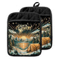Boho Sun Starry Forest Camping Pot Holders with Pockets, Gifts for Camping Lovers, Enjoy the Moment Oven Pot Holders Heat Resistant Oven Mitts Hot Pads for Kitchen Baking Cooking - color: Campfire-a