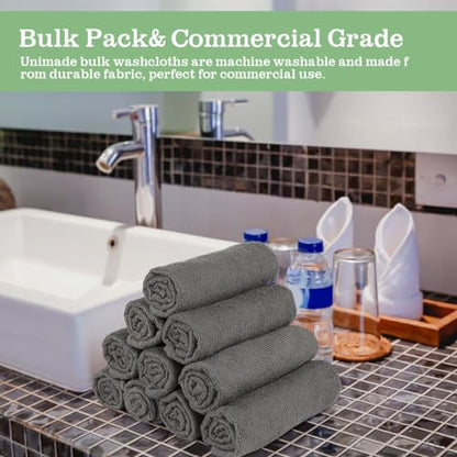 UNIMADE Washcloths - 20 Pack - Face Towels (12" x 12"), Highly Soft Wash Cloths and Hand Towels, Fast Drying Multi-Purpose Microfiber Cleansing Cloths for Bathroom, Hotel, Spa, and Salon - Grey - color: Grey, size: 20Pack