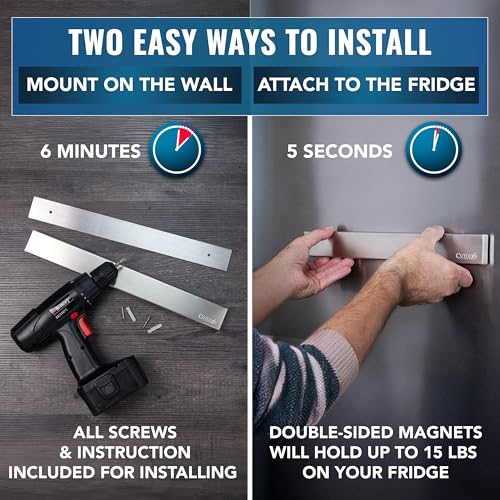 Cutluxe Magnetic Knife Holder for Wall and Fridge - 10" Stainless Steel Knife Magnetic Strip - Holds up 15 lbs, Easy to Mount, With Strong Magnets or Screws - size: 10 Inches