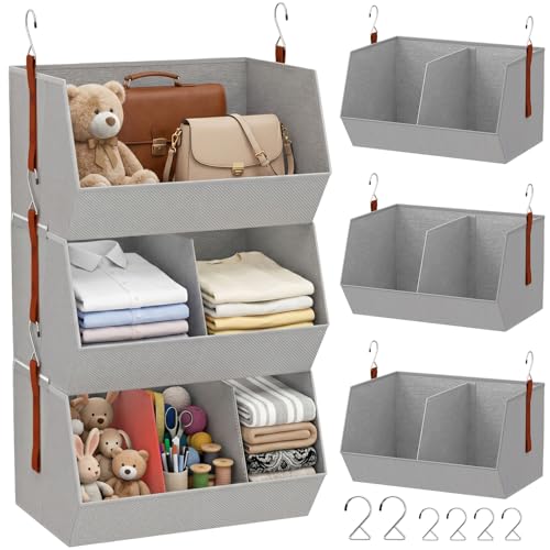 3-Tier Hanging Closet Organizer, Extra Large Fabric Closet Shelves with Zipper, Foldable Closet Storage Organizer for Clothes, Handbags, Socks, Underwear, Dorm Room and RV,Grey- 1 Pack - color: Grey, size: 1-Pack