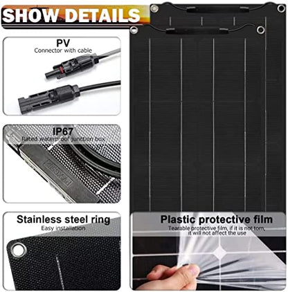 500 Watt Solar Panel Kit, with Charge Controller(40A) 2pcs 250 Watt Flexible Monocrystalline Solar Panel kit Photovoltaic Module for 12-48V Battery Charging Car Battery Camper RV