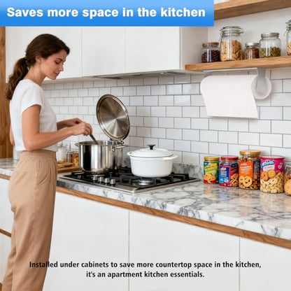 Paper Towel Holder Under Cabinet, Stainless Steel, Adhesive or Screw Mount, Fits Standard & Mega Rolls, Wall Mount Rack for Kitchen, Bathroom, RV, Silver - color: Silver