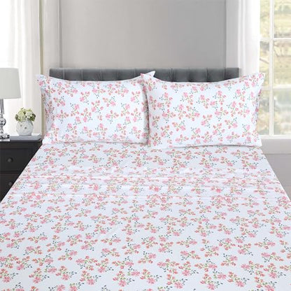 RUVANTI 100% Cotton Percale Sheets Split King Size, Bloomex | Crisp Cooling, Deep Pocket 16", Soft Breathable & Durable, Hotel-Style, 5 Piece Set - color: Bloomex, size: Split King