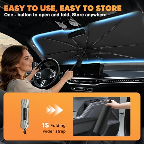 KUST Sun Shade Umbrella for Toyota RAV4 2019-2025 2026 | Custom Fit Windshield Sunshade | Foldable Sunshade with Bendable Handle | Blocks Heat & UV Rays Keep Car Cool Sunshield - size: For RAV4 19-26