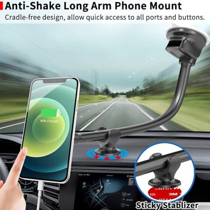 APPS2Car Magnetic Phone Holder for Car, 14-Inch Anti-Shake Windshield Phone Mount for Truck [Flexible Long Arm], Gooseneck Cell Phone Car Mount [6 Strong Magnets] Fit for iPhone & Android Smartphones