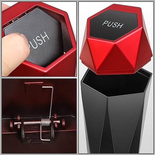 DNA Motoring Mini Car Auto Trash Can with Removable Lid, Leakproof Mini Garbage Bin for Automotive Home Office,Black/Red,ZTL-OD-01-RD - color: Black/Red, style: 1pc