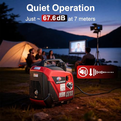 All-Power 3300W Portable Inverter Generator: Quiet Small Gasoline Generator RV Ready CO-Sensor ECO Mode EPA Compliant 4-Stroke 143cc Gas Powered Emergency Backup for Outdoor Camping Home Use
