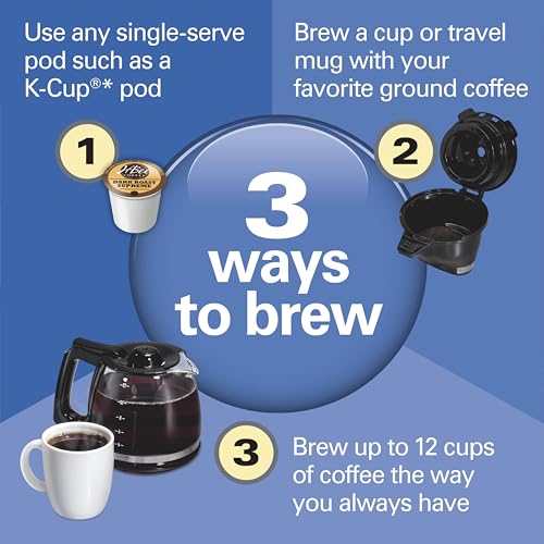 Hamilton Beach FlexBrew Trio 2-Way Coffee Maker, Compatible with K-Cup Pods or Grounds, Combo, Single Serve & Full 12c Pot, Black - Fast Brewing (49902) - color: Black, Fast Brewing, Removable Reservoir