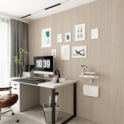 WELLAND 11.8" x 8.25" White Wall Mounted Desk Small Floating Shelves Set of 2 Folding Wall Shelves Drop-Leaf Table Fold Down Desk for RV, Camper, Loft Beds - color: White