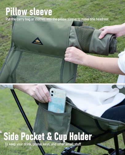iClimb Ultralight Compact Camping Folding Beach Chair with Anti-Sinking Large Feet (Black - Triangular Frame High Back - 2PC) - color: Black (Triangular Frame High Back)