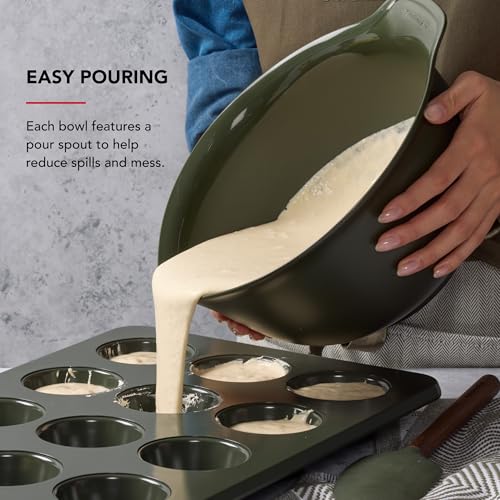 KitchenAid Universal Nesting Plastic Mixing Bowls, Set of 3, 2.5 quart, 3.5 quart, 4.5 quart, Evergreen - color: Evergreen, size: Set of 3