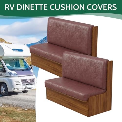 FUANGUI RV Dinette Cushion Covers Stretch Camper Cushion Cover Booth Seats Replacement RV Cushion Covers Washable Sofa Furniture Protector - color: Crackle-wine