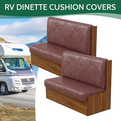 FUANGUI RV Dinette Cushion Covers Stretch Camper Cushion Cover Booth Seats Replacement RV Cushion Covers Washable Sofa Furniture Protector - color: Crackle-wine